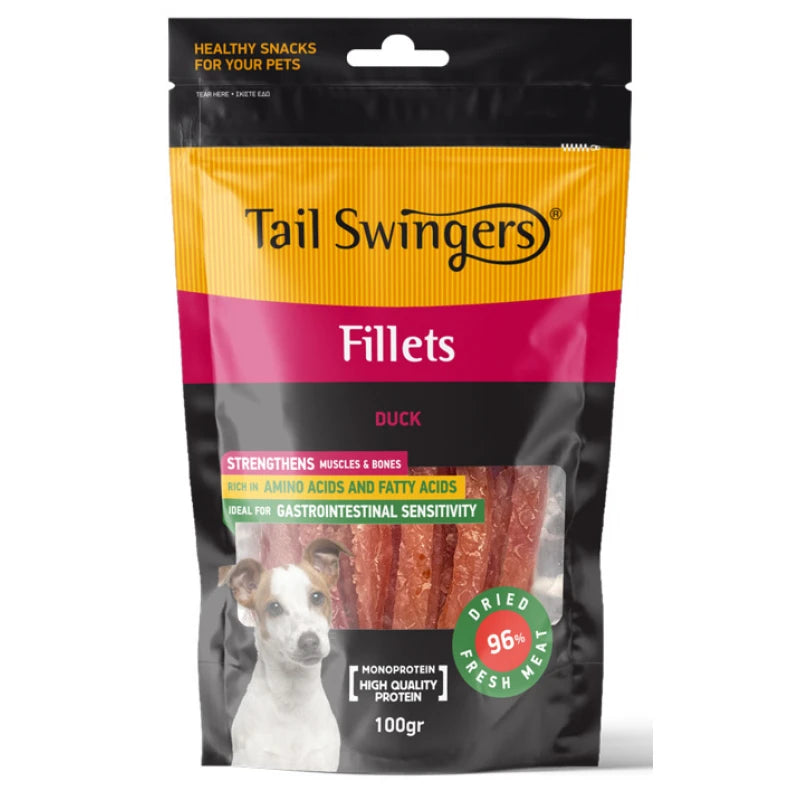 Tail Swingers Duck Fillets Monoprotein лакомство за кучета Патешки филенца 100г