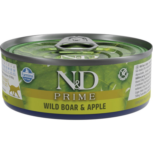 N&D Prime Wild Boar & Apple Adult храна за котки с Глиганско и Ябълки 70г