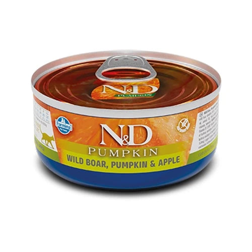 N&D Pumpkin Wild Boar & Apple Adult храна за котки с Глиганско, Тиква и Ябълки 70г