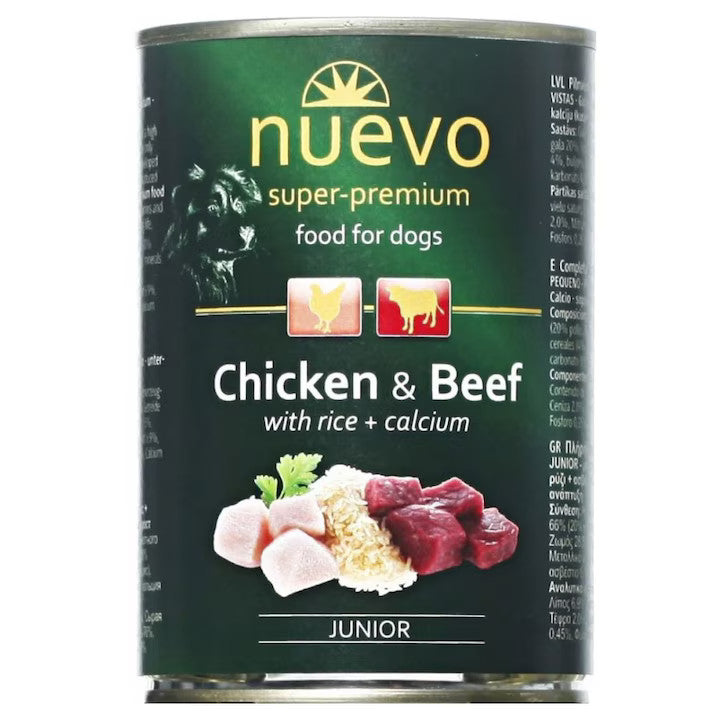 Nuevo Chicken & Beef Junior храна за кучета с Пиле и Говеждо 400г конс.