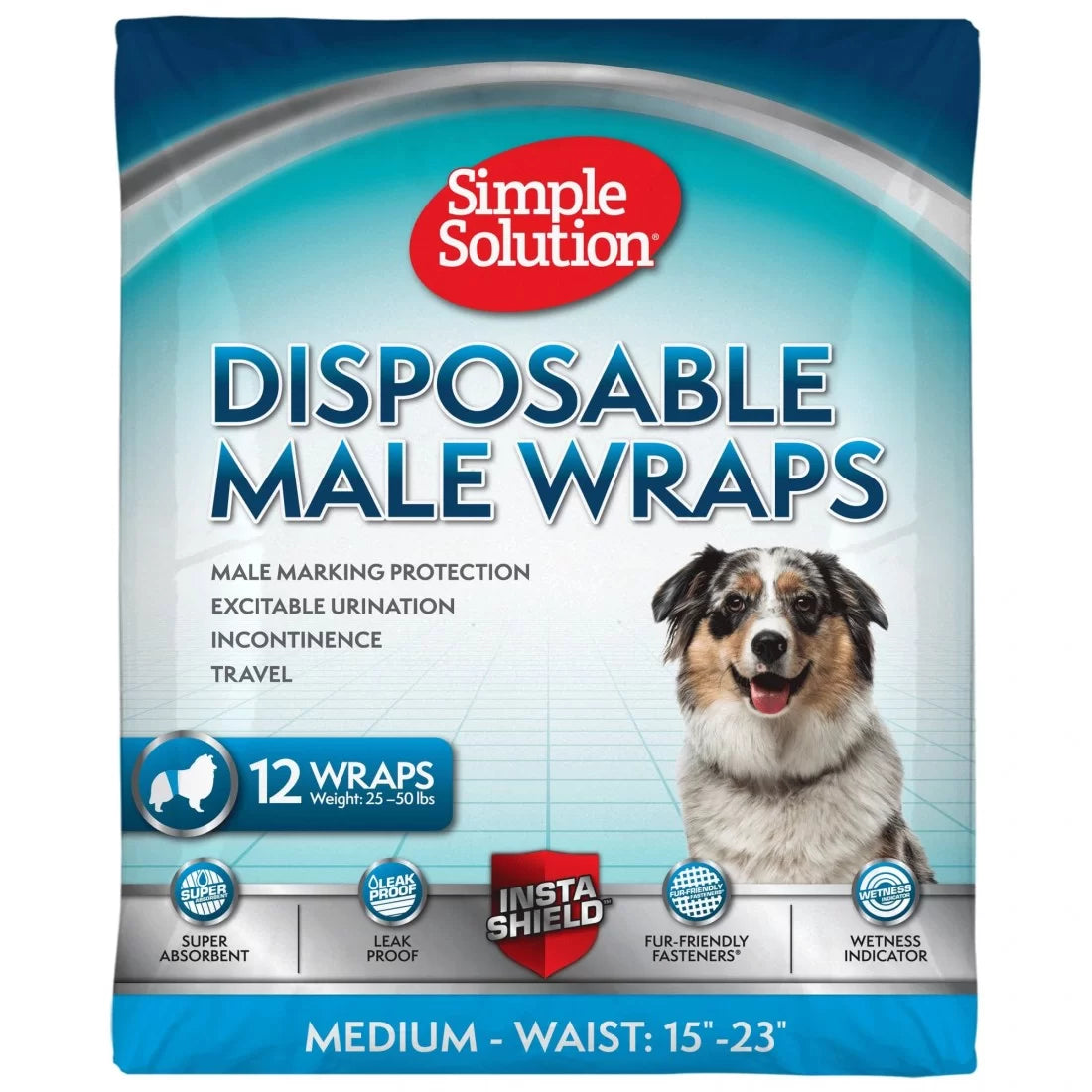 Simple Solution Disposable Male Wraps M памперси за мъжки кучета 11-23кг, 12 броя