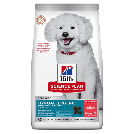 Hill's Science Plan Salmon Hypoallergenic Grain Free Small & Mini Adult хипоалергенна храна за кучета от дребни и мини породи със Сьомга 5+1кг