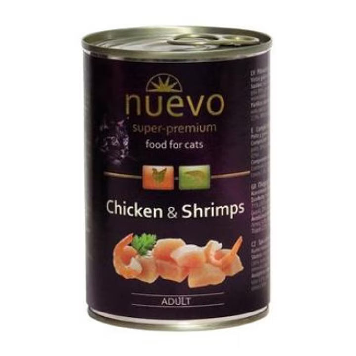 Nuevo Chicken and Shrimps Adult храна за котки с Пилешко и Скариди 6 х 400г