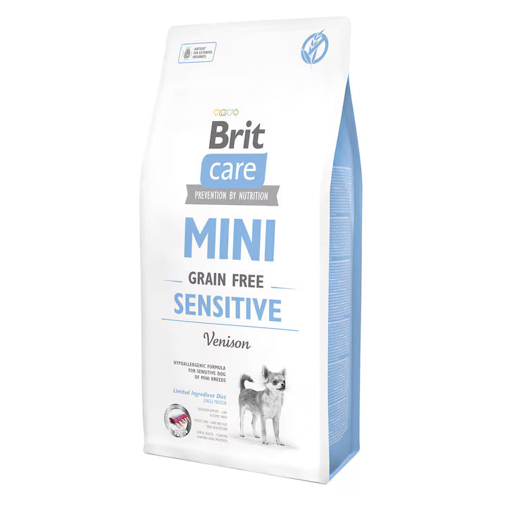 Brit Care Mini Sensitive Grain Free хипоалергенна храна за кучета от дребни породи с Еленско месо 7к