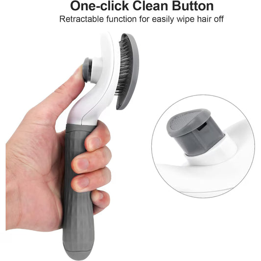 Четка за груминг на домашни любимци с бутон за премахване на остатъчна козина 19,5х5см