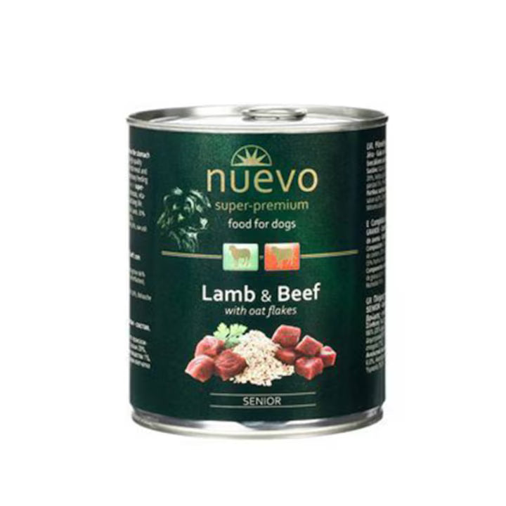 Nuevo Lamb & Beef Senior мокра храна за възрастни кучета с Агнешко, Говеждо и Овесени Ядки 800г