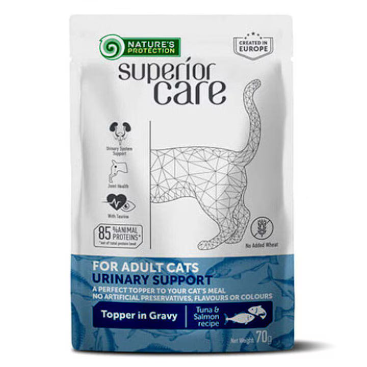 Nature's Protection Tuna & Salmon Urinary Support Adult храна за котки с уринарни проблеми с Риба Тон и Сьомга 70г пауч