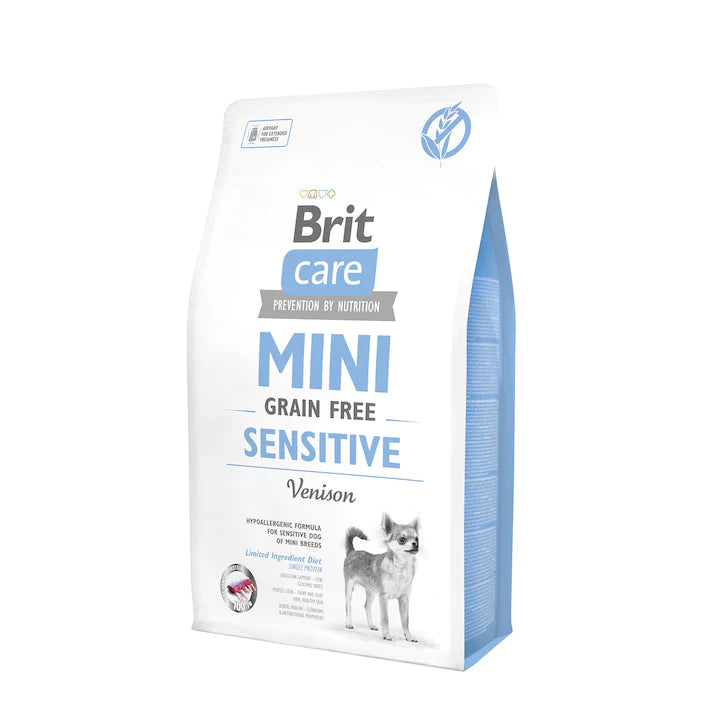 Brit Care Mini Sensitive Venison Grain free храна за кучета от дребни породи с Еленско 2кг