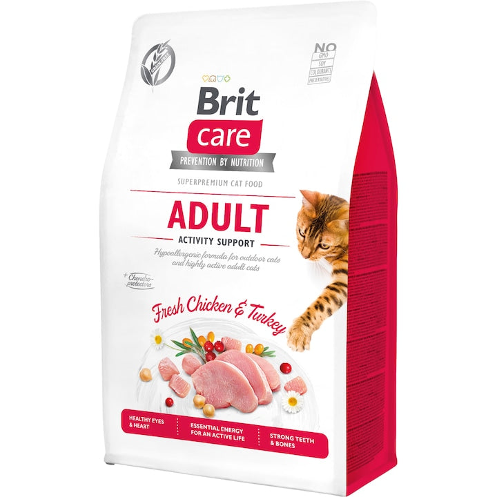 Brit Care Activity Support Grain Free Adult храна за активни котки с Пилешко и Пуешко 400г