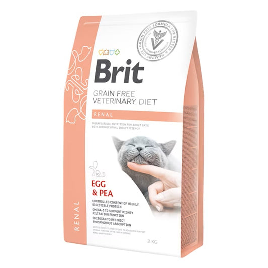 Brit Veterinary Diets Renal Grain Free храна за котки с бъбречна недостатъчност с Яйца и Грах 400г