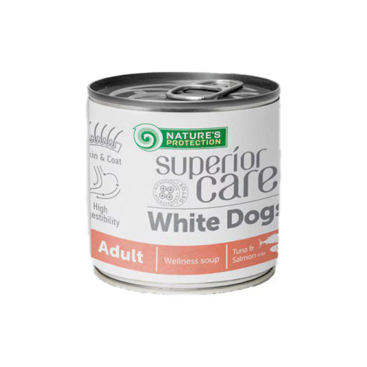 Nature's Protection Tuna & Salmon Wellness Soup White Coat Adult супа за кучета с бяла козина с Риба Тон и Сьомга 140мл