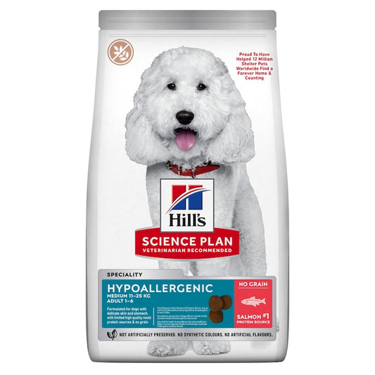 Hill's Science Plan Salmon Hypoallergenic Grain Free Medium Adult хипоалергенна храна за кучета от средни породи със Сьомга 2,5кг