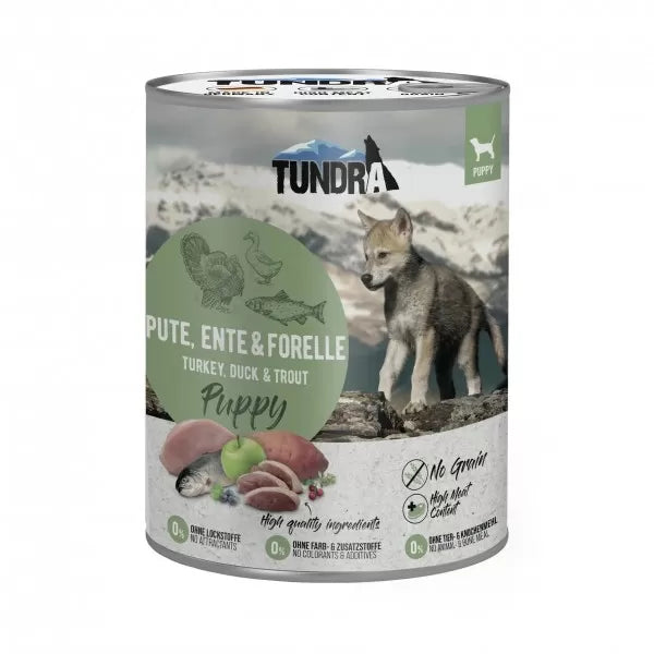 Tundra Turkey, Duck & Trout Puppy храна за подрастващи кученца с Пуешко, Патешко и Пъстърва 800г