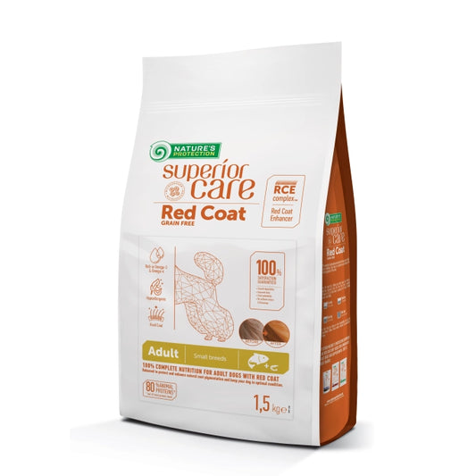 Nature's Protection Red Coat Grain Free Small Breeds Adult храна за кучета от дребни породи с червена козина със Сьомга 1,5кг