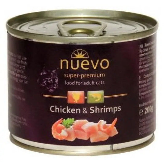 Nuevo Chicken and Shrimps Adult храна за котки с Пилешко и Скариди 200г конс.
