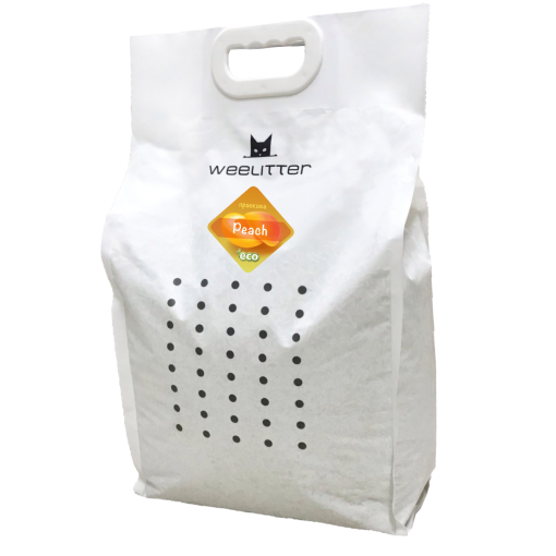 Weelitter Peach Cat Litter натурална биоразградима соева котешка тоалетна с аромат на Праскова 18л