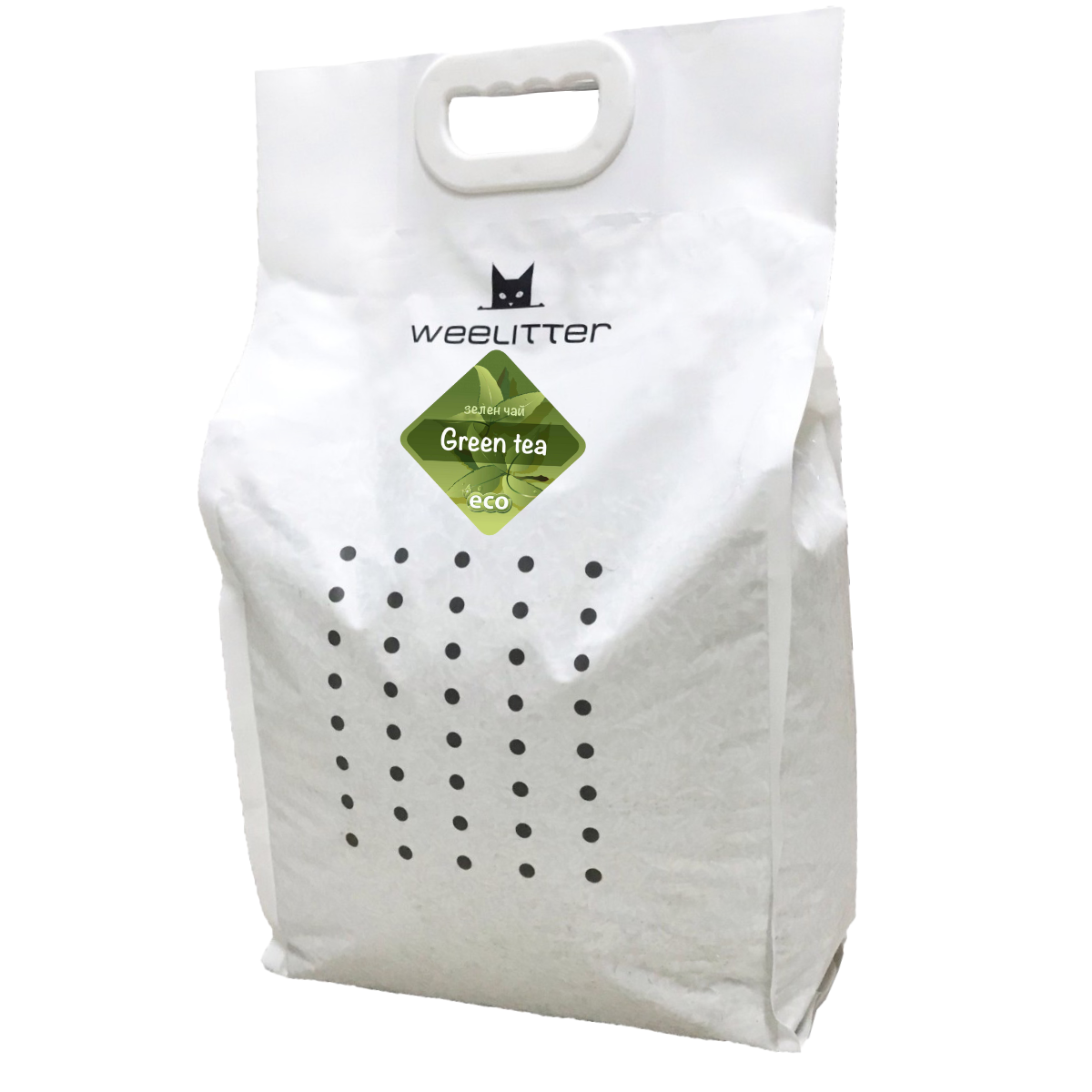 Weelitter Green Tea Cat Litter натурална биоразградима соева котешка тоалетна с аромат на Зелен чай 18л